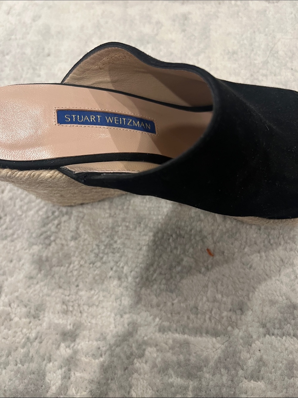 Stuart Weitzman Black Suede Espadrille Wedge Slides - Picture 4 of 4